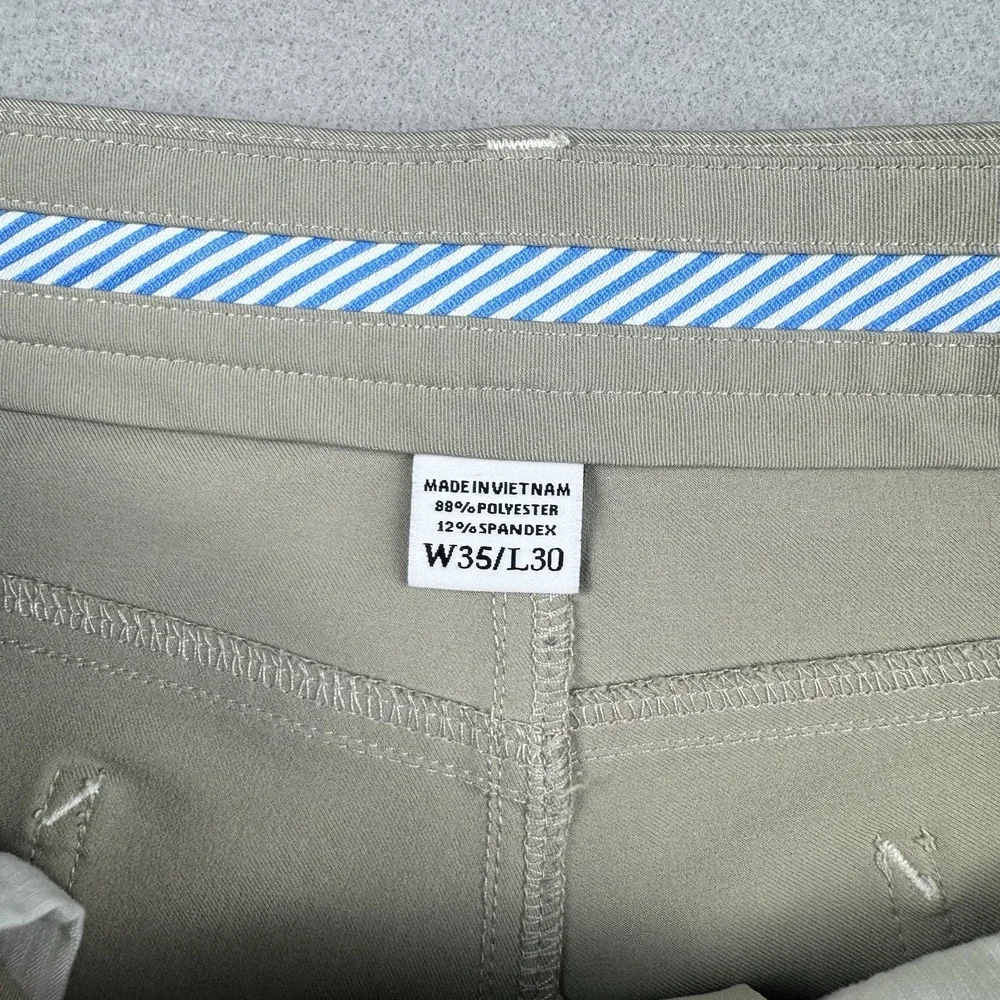 Footjoy Athletic Fit Chino Pant 35x30 Tan Golf 5-Pocket Logo Performance Stretch